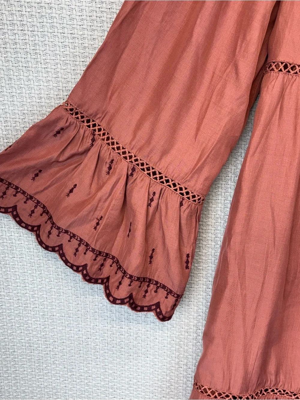 NWT Moon River Anthropologie Pink Mini Tunic Dress Med Boho Bell Sleeve Cottage - Picture 5 of 13